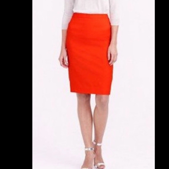 J.Crew Bright Orange Wool Blend Pencil Skirt Women’s 00 FA12 - Picture 3 of 14
